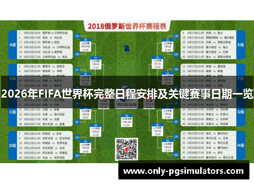 2026年FIFA世界杯完整日程安排及关键赛事日期一览